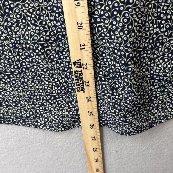 Michael Kors MK Blouse Top Womens Size L Paisley Floral Full Zip Roll Tab Travel - Picture 4 of 12